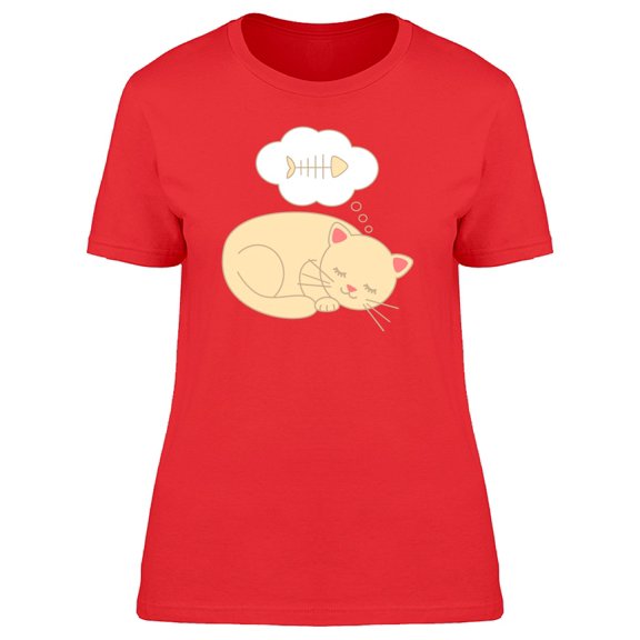Cat Dreaming With A Fish Bone Tee Women's -Image by Shutterstock