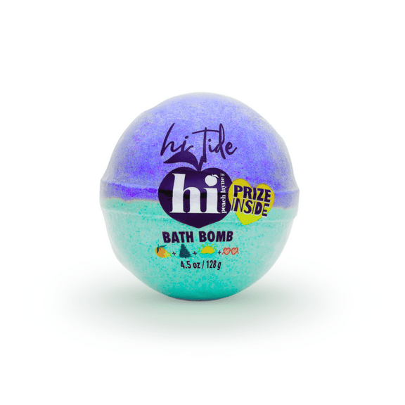 Hi Peach Layne Hi Tide, Periwinkle and Turquoise Clean Beauty Bath Bomb with Prize, 4.5oz