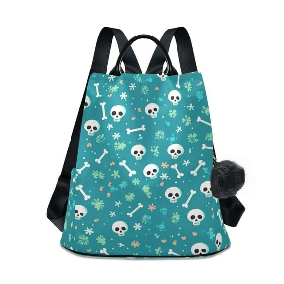 Travel Backpack for Women Large Capacity College Bags Multi-pocket Casual Daypacks 15 Inch Cute Skull Bone Flower