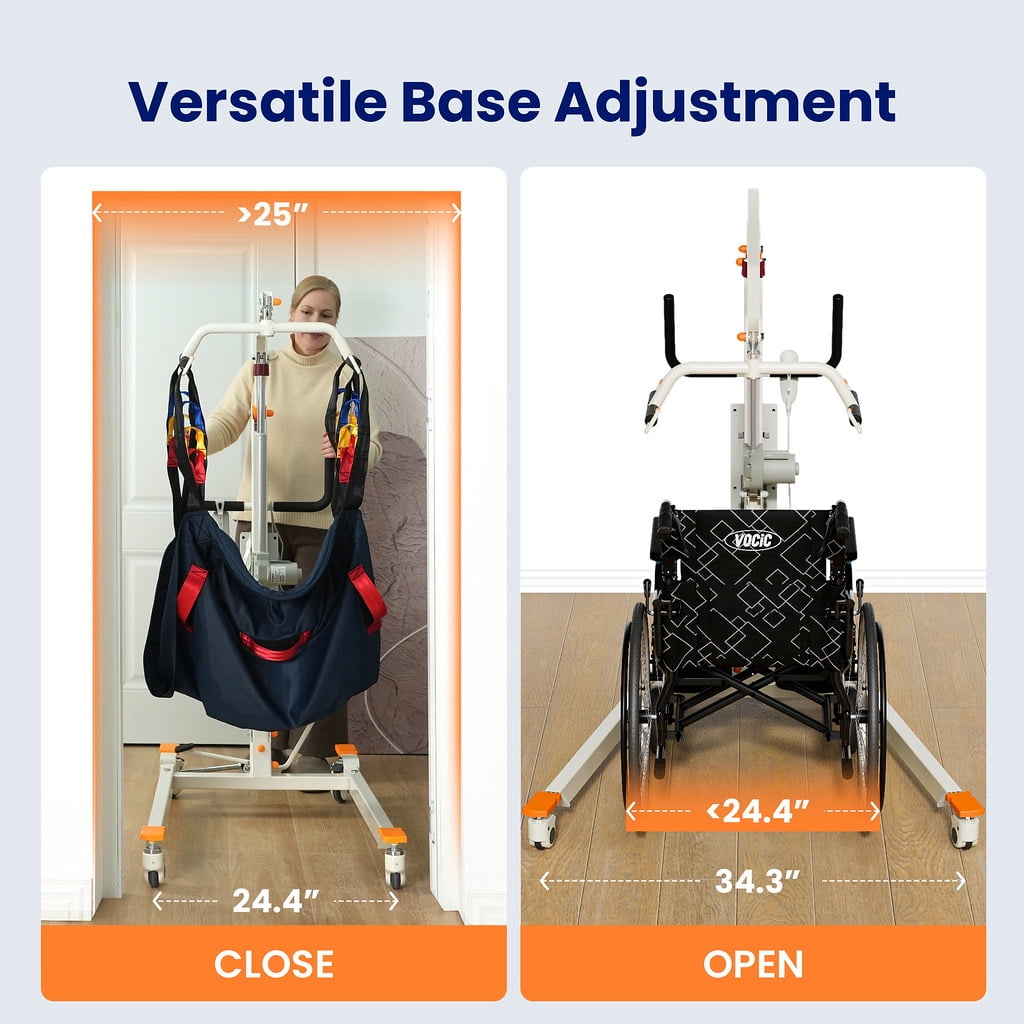 VOCIC Electric Patient Transfer Lift, Hydraulic Body Lift for Elderly, Foldable, Home Care, 440LBS