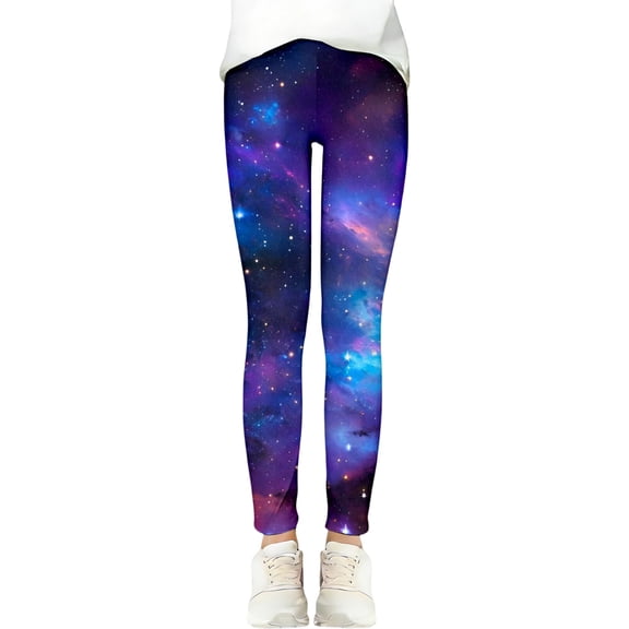 XUELUO Little Girls Leggings Stretchy Purple Blue Galaxy Print Tights Trousers Spring Daily Carnival Party Slim Stretch Leggings