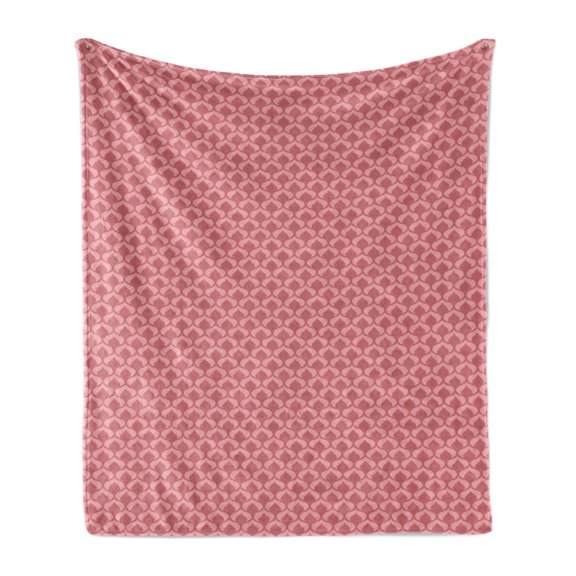 Abstract Soft Flannel Fleece Throw Blanket, Simplistic and Ornamental Illustration of Round Symmetric Motifs, Cozy Plush for Indoor and Outdoor Use, 50" x 60", Dried Rose and Pale Pink, by Ambesonne