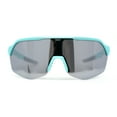 thumbnail image 2 of Xloop Silver Mirror Shield Oversize Half Rim Neon Plastic Sport Sunglasses Light Blue, 2 of 4