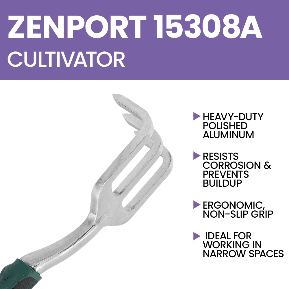 Zenport 15308A 3-Prong Cultivator, 14-Inch, Black - 12 Pack