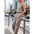 thumbnail image 3 of Czanzd Women's Cotton Gingham Two-Piece Outfit,Khaki,Size S, 3 of 6
