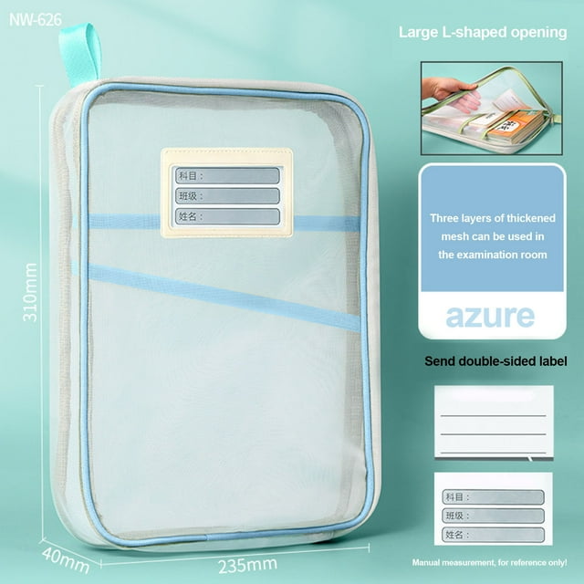 Dvkptbk Sac de Classification en Forme de L Sac de Fichiers en Maille Sac de Rangement pour Papier d'Examen Essentiels pour la Maison