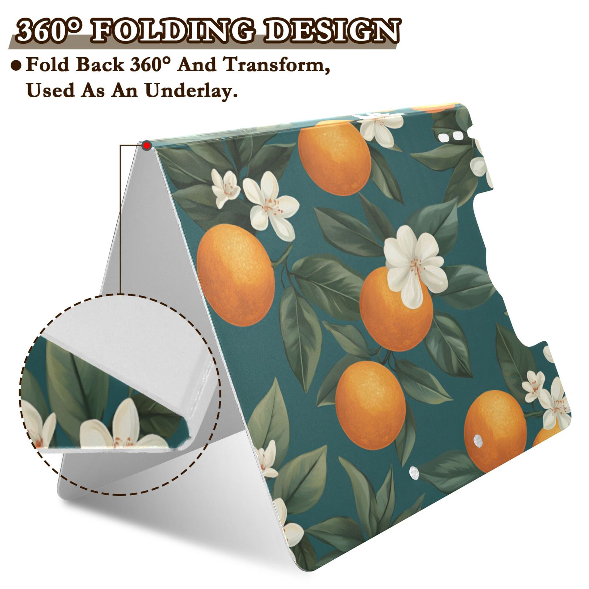 FORMRS A4 Clipboard Folder with Pen Holder Horizontal Foldable School Office Binder, Retro Floral Orange