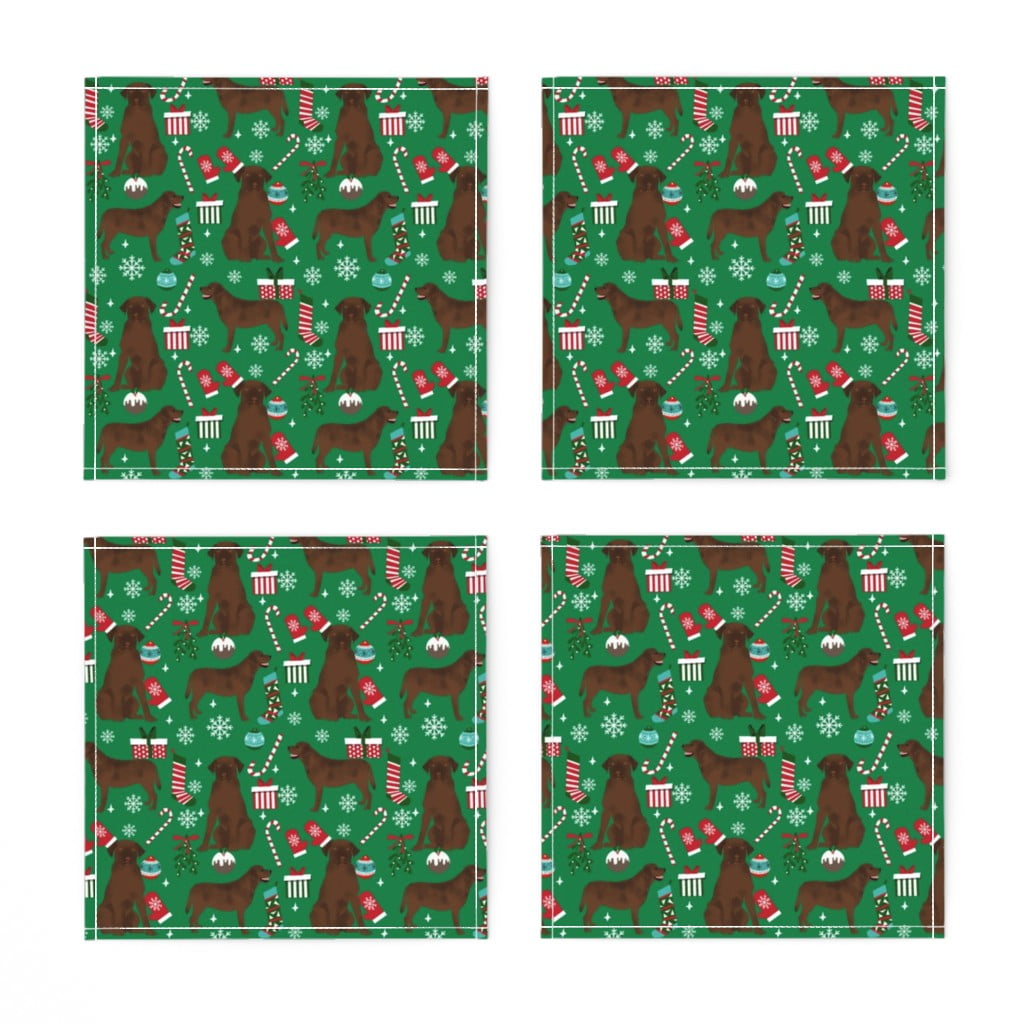 Linen Cotton Canvas Cocktail Napkins (Set of 4) Chocolate Labrador