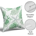 thumbnail image 5 of Nautical Coastal Throw Pillow Covers 18"x18" Set of 2 Beach Theme Green Coral Starfish Pillow Cover Cotton Summer Couch Pillow Cases Outdoor Sofa Cushion Cover Modern Decor for Bed Living Room, 5 of 6