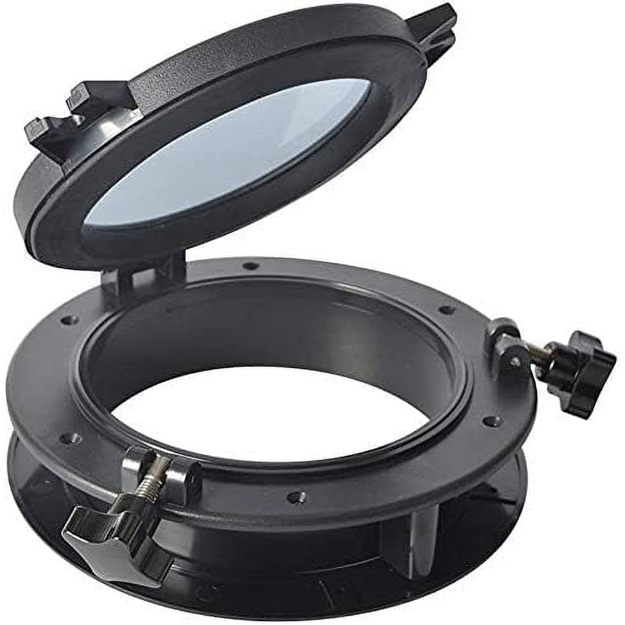 Winibo 10 1/2" Round Boat Porthole Window, Portlight Hatch with ABS Plastic & Tempered Glass for Boat, Yacht, RV, Marine Applications (Black)