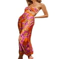 thumbnail image 3 of Women Sleeveless Halter Dress Elegant Tie-up Ruched Backless Zebra-stripe/ Flower Print Cutout Long Dress Maxi Party Cocktail, 3 of 7