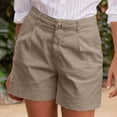 thumbnail image 5 of larppty Women Linen Shorts Summer Casual Chino Shorts High Waisted Bermuda Short Dressy Wide Leg Short with Pockets（Khaki， XXL）, 5 of 8