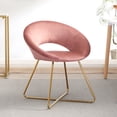thumbnail image 1 of Velvet Dining Chair, Upholstered Low Back Accent Chair Modern Vanity Chair with Golden Legs Non-slip Side Chair for Kitchen, Living Room, Makeup Room - Pink, 1 of 10