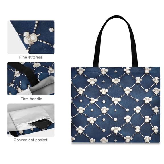 Canvas Tote Bag for Women Girls Design Print Pearl Elegance Tote