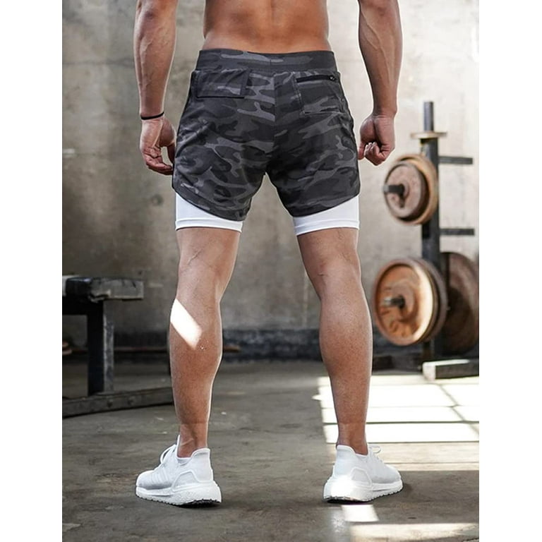Men's 2 in 1 Running Shorts with Liner,Dry Fit Workout Shorts with