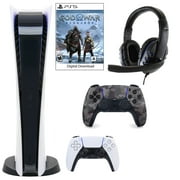 Sony PlayStation 5 Digital GOW Console with Extra Gray Camo Dualsense Controller and Universal Headset