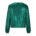 thumbnail image 5 of Womens Fall Jacket Zipper Sequin Glitter Cropped Long Sleeve Bomber Sparkly Party Winter Coat, 5 of 5