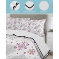 thumbnail image 3 of Quilt King Size Bedding Set, Pink Snowflake Christmas Reversible Summer Quilt 3 Pieces, Xmas Snowflake Winter Lightweight Bedspreads Coverlets with 2 Pillow Shams for All Seasons, 3 of 5