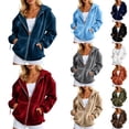 thumbnail image 3 of Dpytoraw Women's Velvet Zip Hoodie, Fleece Lined Jacket for Fall Winter Green L, 3 of 6