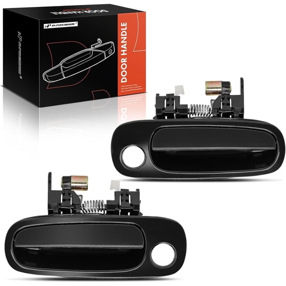 A-Premium Outside Exterior Door Handles Compatible with Toyota Corolla & Chevrolet Prizm 1998 1999 2000 2001 2002 Smooth Black 2-PC Set Front Driver and Passenger Side