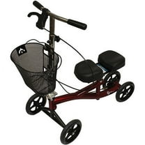 Roscoe Medical Knee Walker Scooter with Basket and Padded Seat, Burgundy