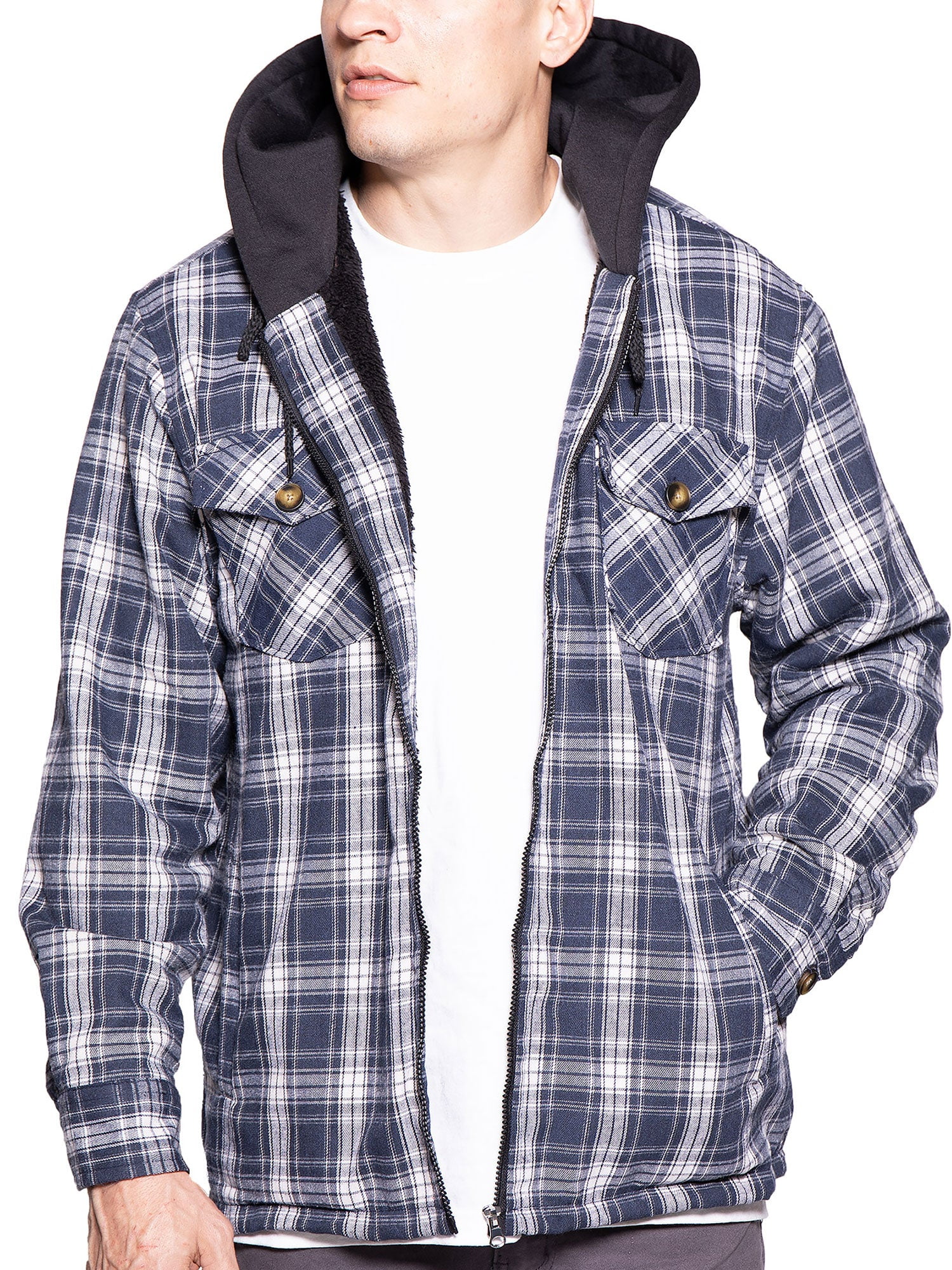Lined Flannel Jacket With Hood 