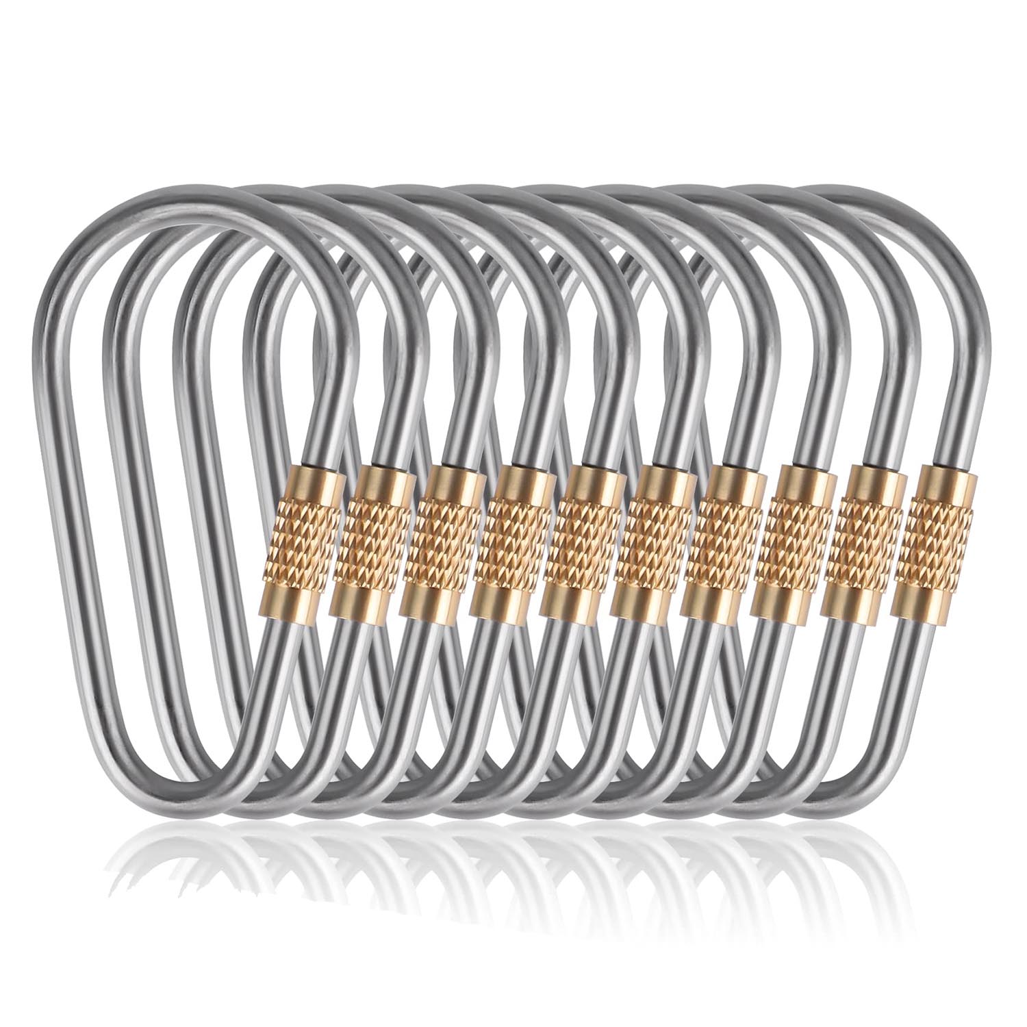 WELPET 10 Pack Titanium Small Locking Carabiner Mini Carabiner DRing