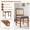 thumbnail image 6 of Gymax Rattan Dining Chair Set of 2 w/ Rubber Wood Frame Linen Fabric Padded Seat, 6 of 9