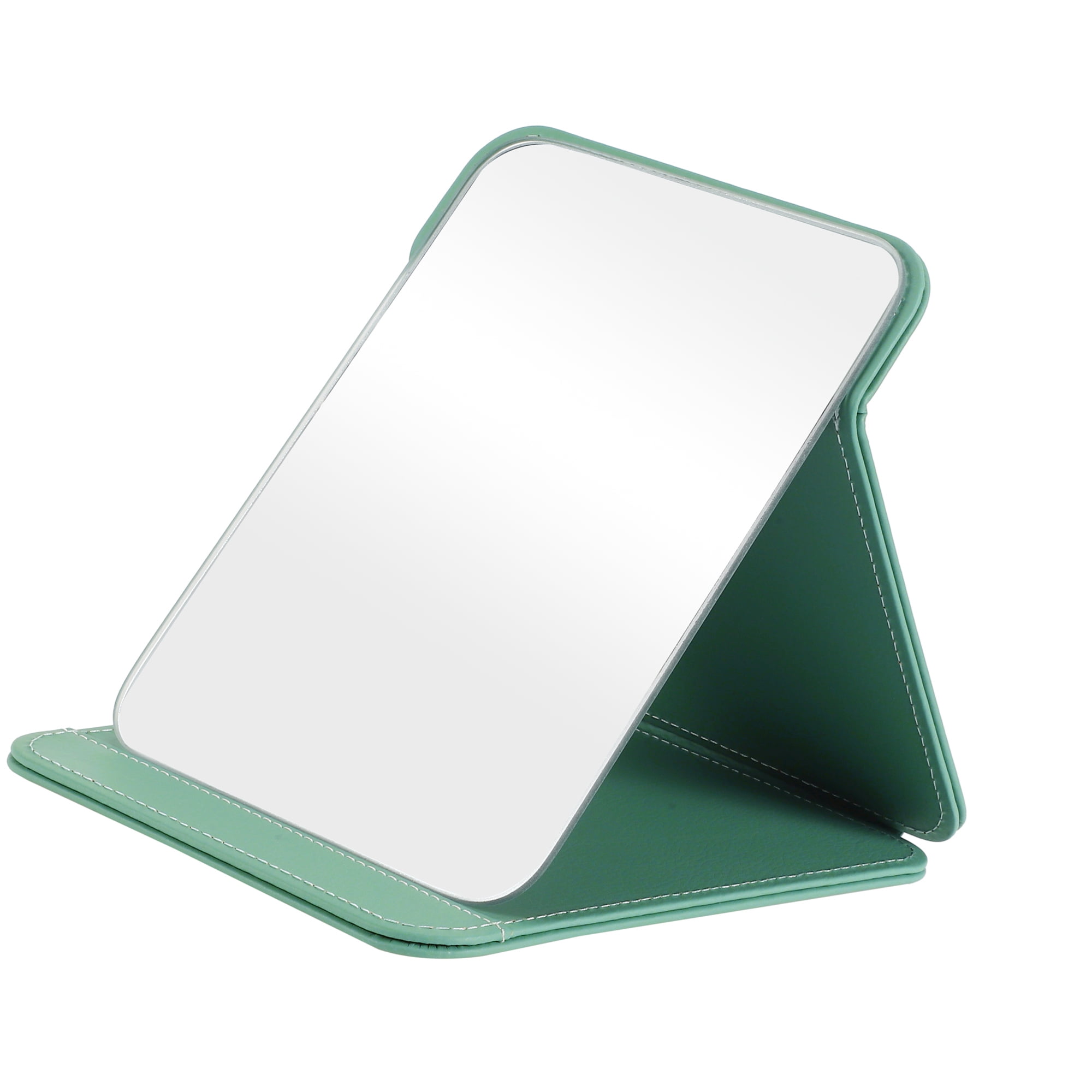 Unique Bargains 1pc Foldable Makeup Mirror for Travel and Vacation Green Large
