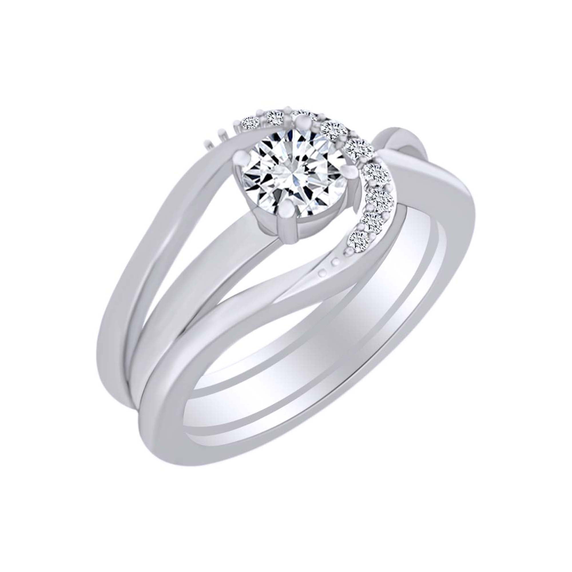 Gorgeous Diamond Paved Wrap Band Ring Women Wedding Engagement Jewelry Size 6.5