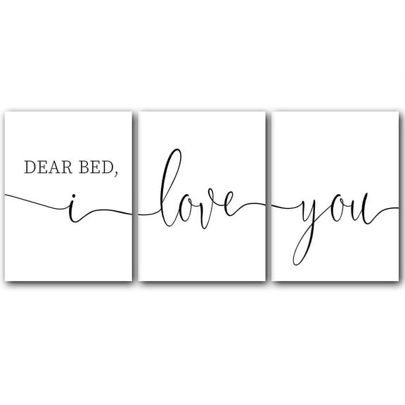 Dear Bed, I Love You, Set of 3 Poster Prints, Home Wall Hanging Décor, Minimalist Prints