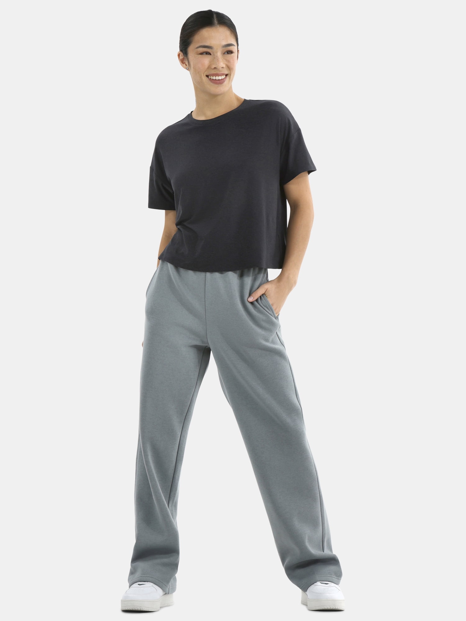 Athletic Works Women's Fleece Pants with Pockets, 30" Inseam, Sizes XS-XXXL