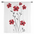 thumbnail image 2 of Red Floral Spring Semi Sheer Curtains Drapes for Living Room, Bedroom, French Doors Window 72 Inches Long, Summer Botanical Pastoral Elegant Rod Pocket Chiffon Curtain Drapery Voile Draperies Panel, 2 of 6