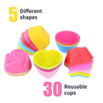 thumbnail image 1 of Chainplus Silicone Cupcake Liners Réutilisables Tasses de Cuisson Antiadhésif Facile Propre Moules à Pâtisserie Différentes Formes 30 Pièces Colorées, 1 of 8