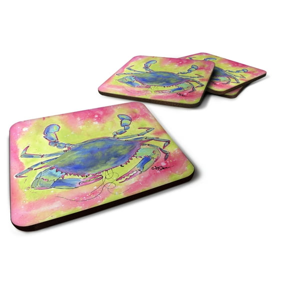 Carolines Treasures 8343FC Crab Foam Coaster Set of 4 3 1/2 x 3 1/2 multicolor