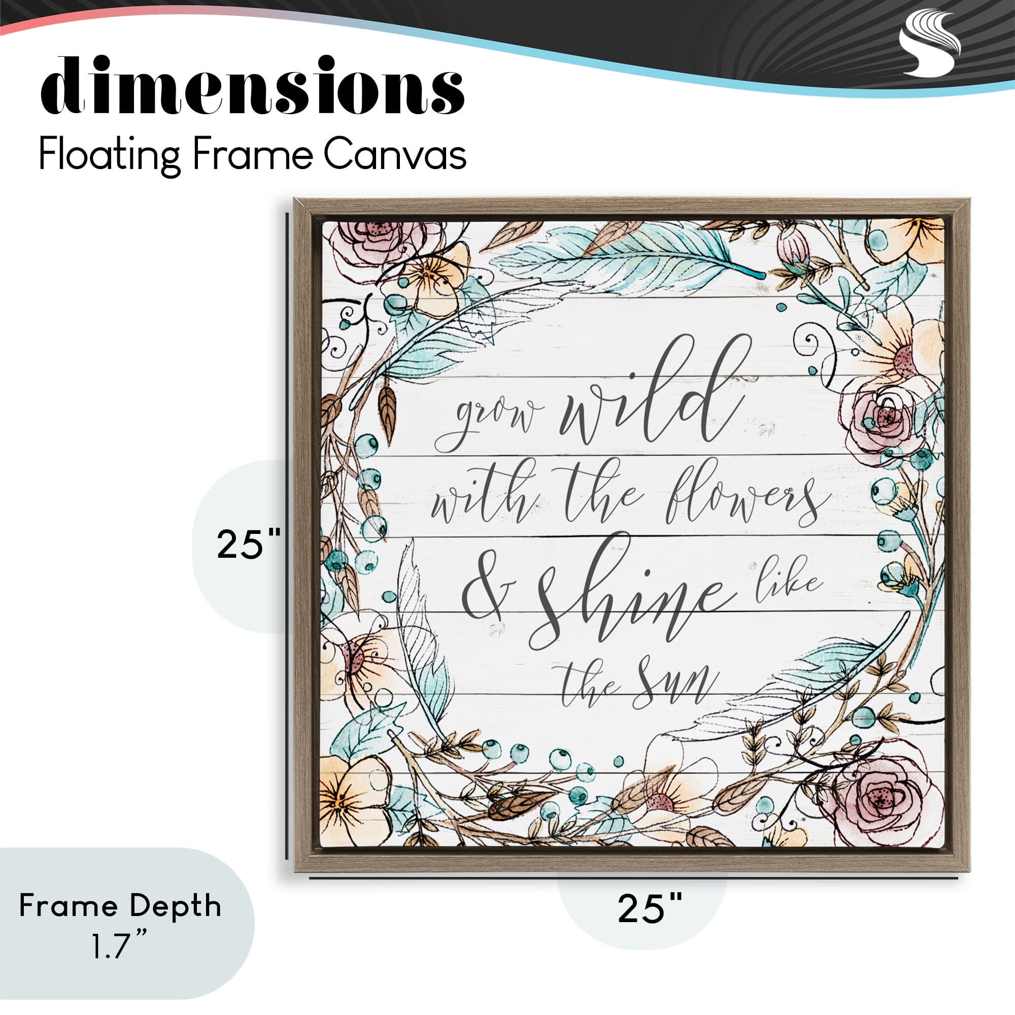 Stupell Industries Grow Wild With Flowers Brown Framed Floater Canvas Wall Art, design by SD Graphics Studio