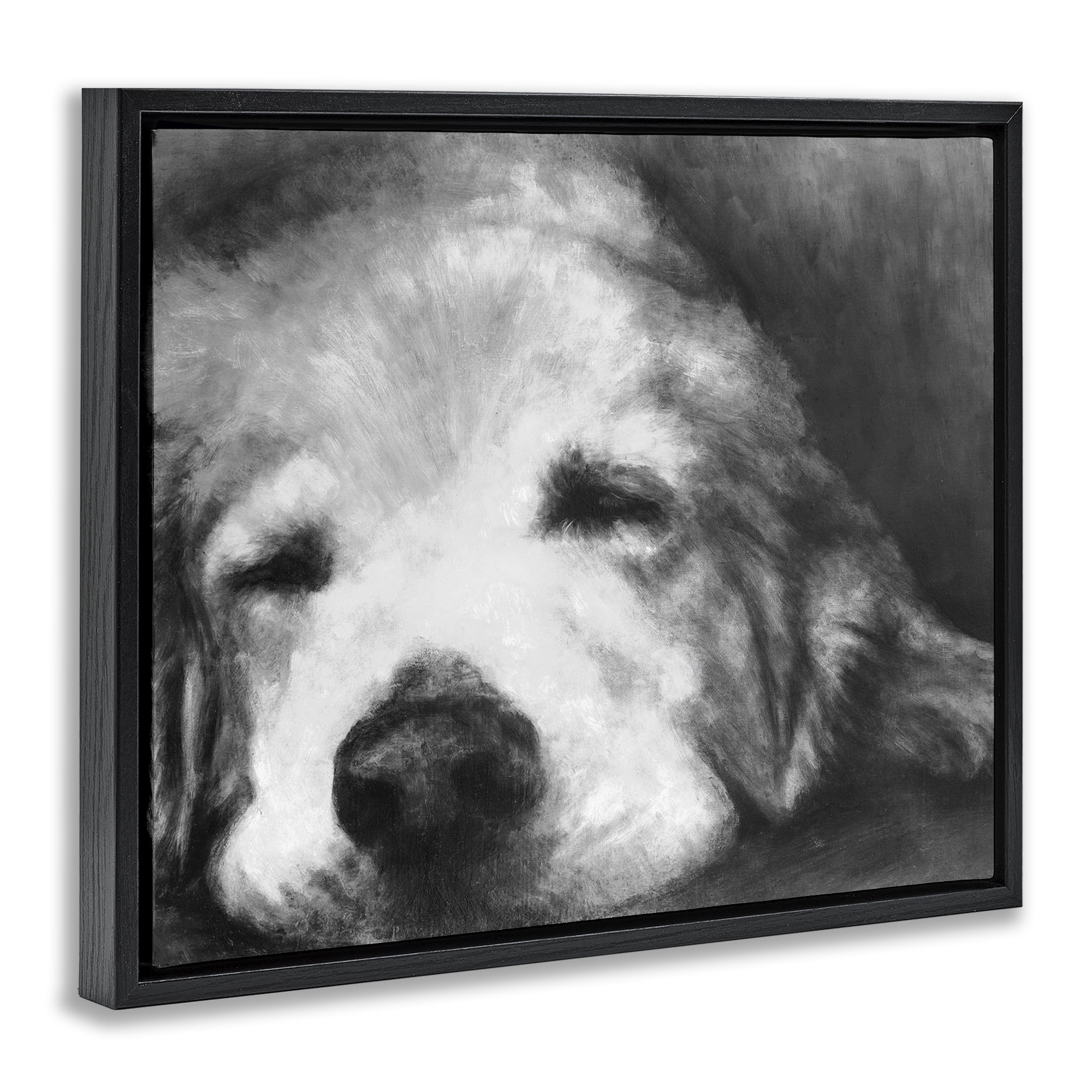 Stupell Industries Monochrome Dog Day Afternoon Black Framed Floater Canvas Wall Art, design by Walt Johnson