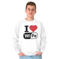 thumbnail image 3 of Love Wife Wi-Fi Funny Husband Married Men's Big & Tall Crewneck Sweatshirt Brisco Brands 3X, 3 of 5