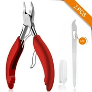 Toenail Clipper for Ingrown or Thick Nails- Red Large Toenails Clippers and Professional Podiatrist Toenail Clipper for Seniors with Surgical Stainless Steel Super Sharp Blades Lighter Soft Handle