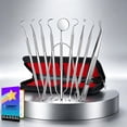 thumbnail image 2 of G.CATACC Herramientas dentales, paquete de 10 removedores de placa profesional para limpieza de dientes, juego de herramientas de higiene dental de acero inoxidable con púas dentales, raspador de sarr, 2 of 9