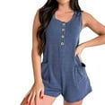thumbnail image 2 of Awdenio Summer Casual Rompers For Women Loose Comfy Short Jumpsuits Sleeveless One Piece Beach Jumpers With Pockets, 2 of 6