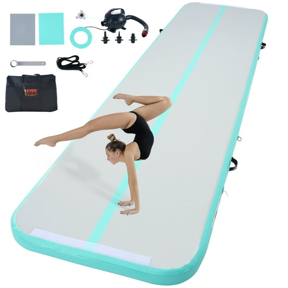 VEVOR Gymnastics Air Mat, 4 inch Thickness Inflatable Gymnastics Tumbling Mat, Tumble Track with Electric Pump, Training Mats