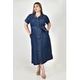 thumbnail image 1 of Vestido largo de mezclilla Roman Fashion /Tallas Extras, 2723 (Azul dark) azul oscuro 36, 1 of 6