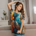 thumbnail image 3 of Naloa Surreal Body Art Print Women Nightgowns,Womens Loungewear,Short Sleeve Sleepwear,Comfy Ladies Nightdress, 3 of 6