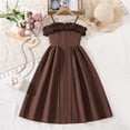 thumbnail image 5 of LIIPEE Girls Dresses Elegant Summer Solid Color Fashionable Suspender Dress High Waist Maxi Dress Kids Comfortable Breathable Soft Cute Daily Flowy Dresses,Coffee,11-12 Years, 5 of 6
