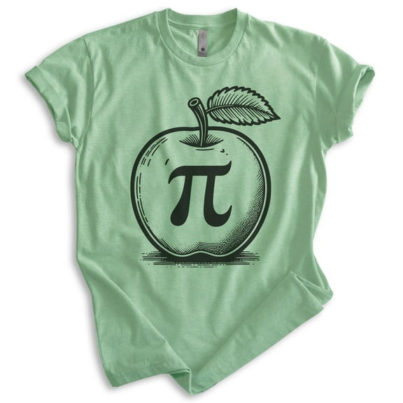 Apple Pi T-shirt, Unisex Women's Men's Shirt, Apple Pie Math Teacher Science Algebra Thanksgiving, Heather Apple Green, Medium