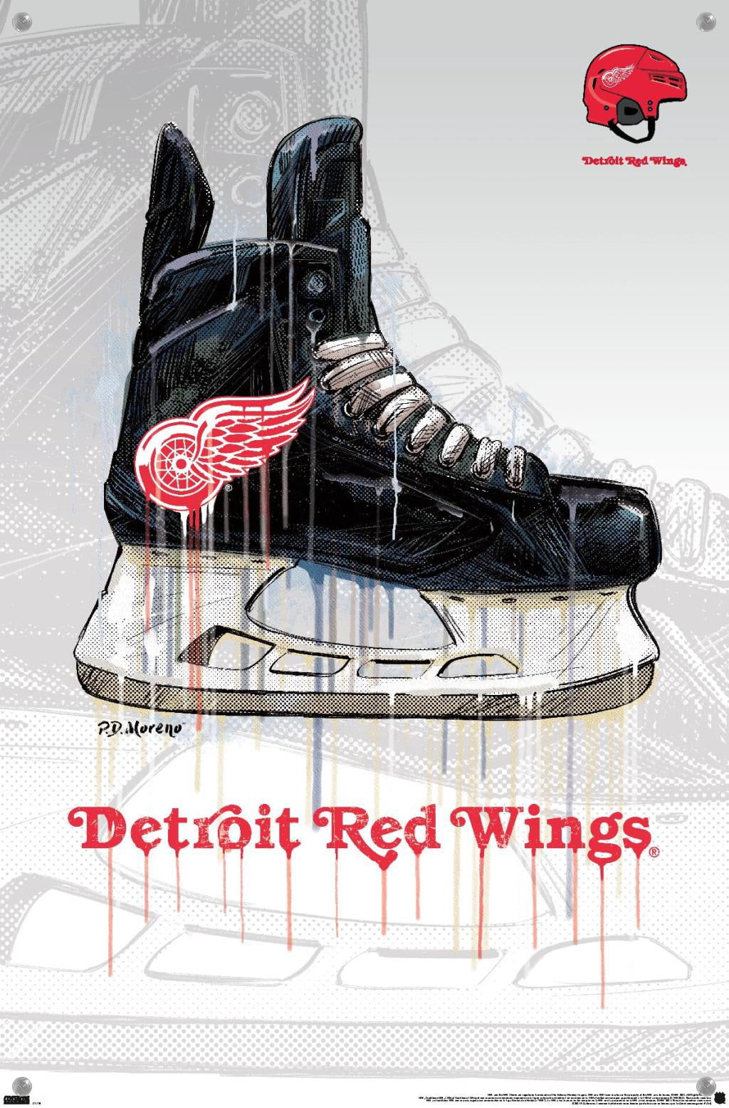 NHL Detroit Red Wings - Drip Skate 21 Wall Poster with Pushpins, 14.725" x 22.375"