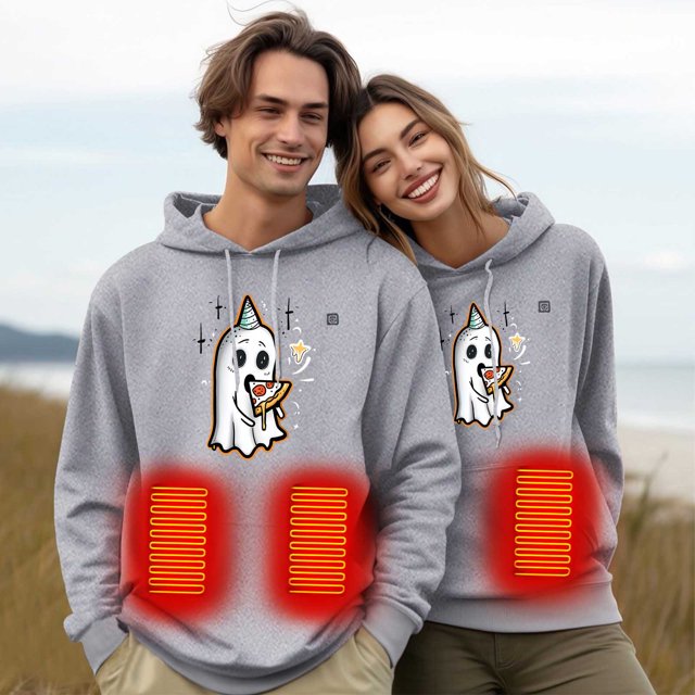 Sudadera con capucha de manga larga, informal, para exteriores y chaquetas, unisex, con calefacción, recargable por USB, sudadera térmica, lavable, para hombre y mujer, abrigo para mujer