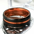 thumbnail image 2 of Wedding Rings For Men & Women 8mm Black Tungsten Band w/ Orange Groove Line, 2 of 7