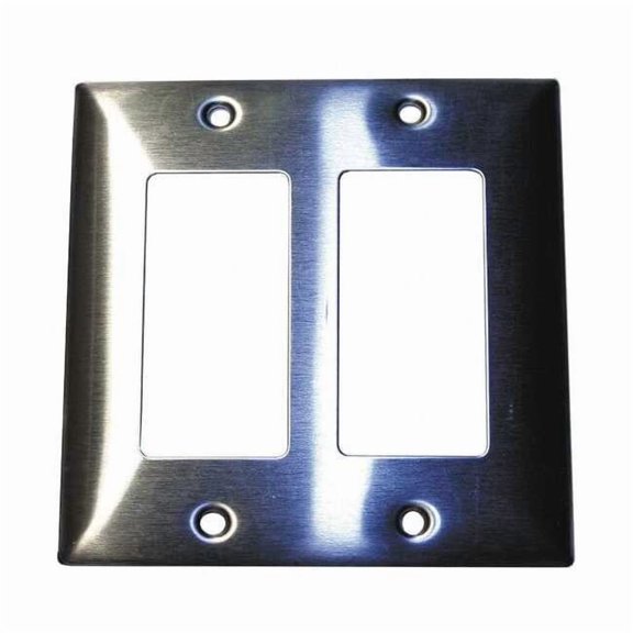 Hubbell Wiring Device-Kellems Rocker Wall Plate,Stnd;Silver,2Gng,Brsh SS262